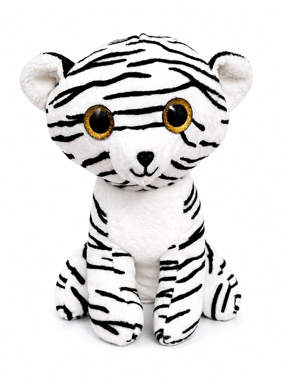 White Tiger Plush Stuffed Animal Big Glitter Eyes Soft Tiger Toy